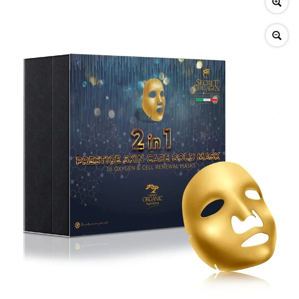 2 in 1 Prestige Skin Care Gold Mask | Oxygen Cell Renewal Masks Pack of 16